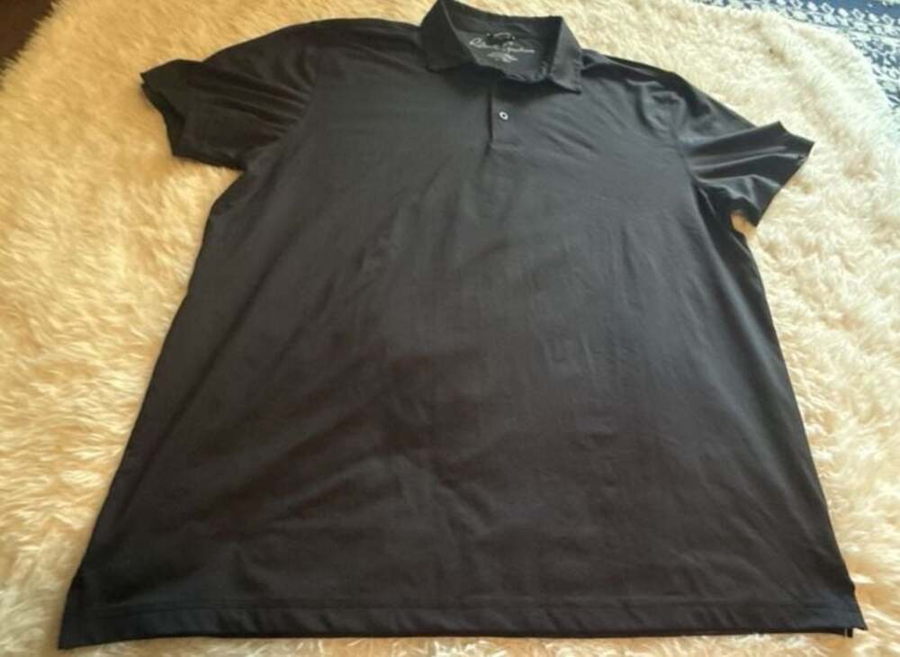 Robert Graham Men's Performance Polo Shirt in Solid Black, Size‎ XL